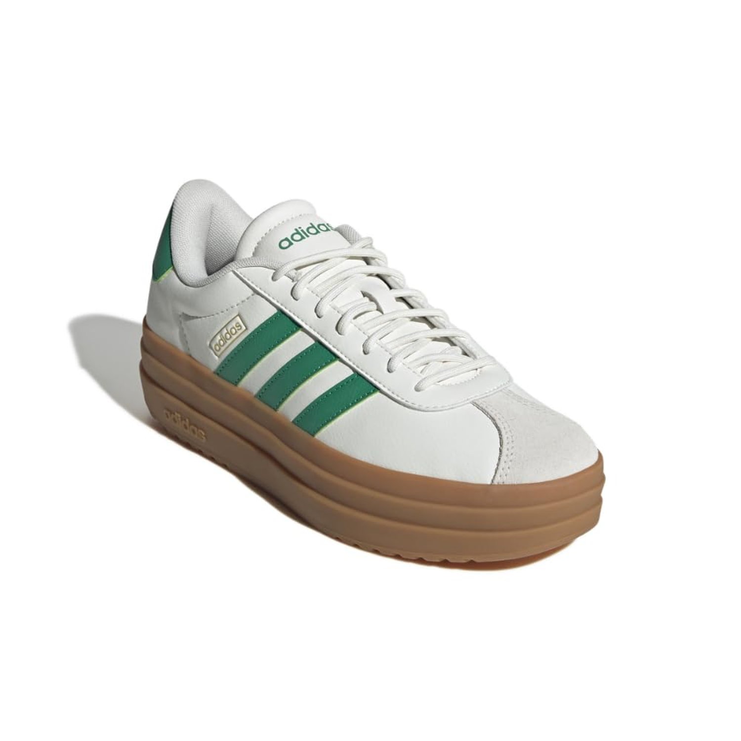 adidas Women's Vl Court Bold Sneaker, White/Court Green/Gold Metallic, 5