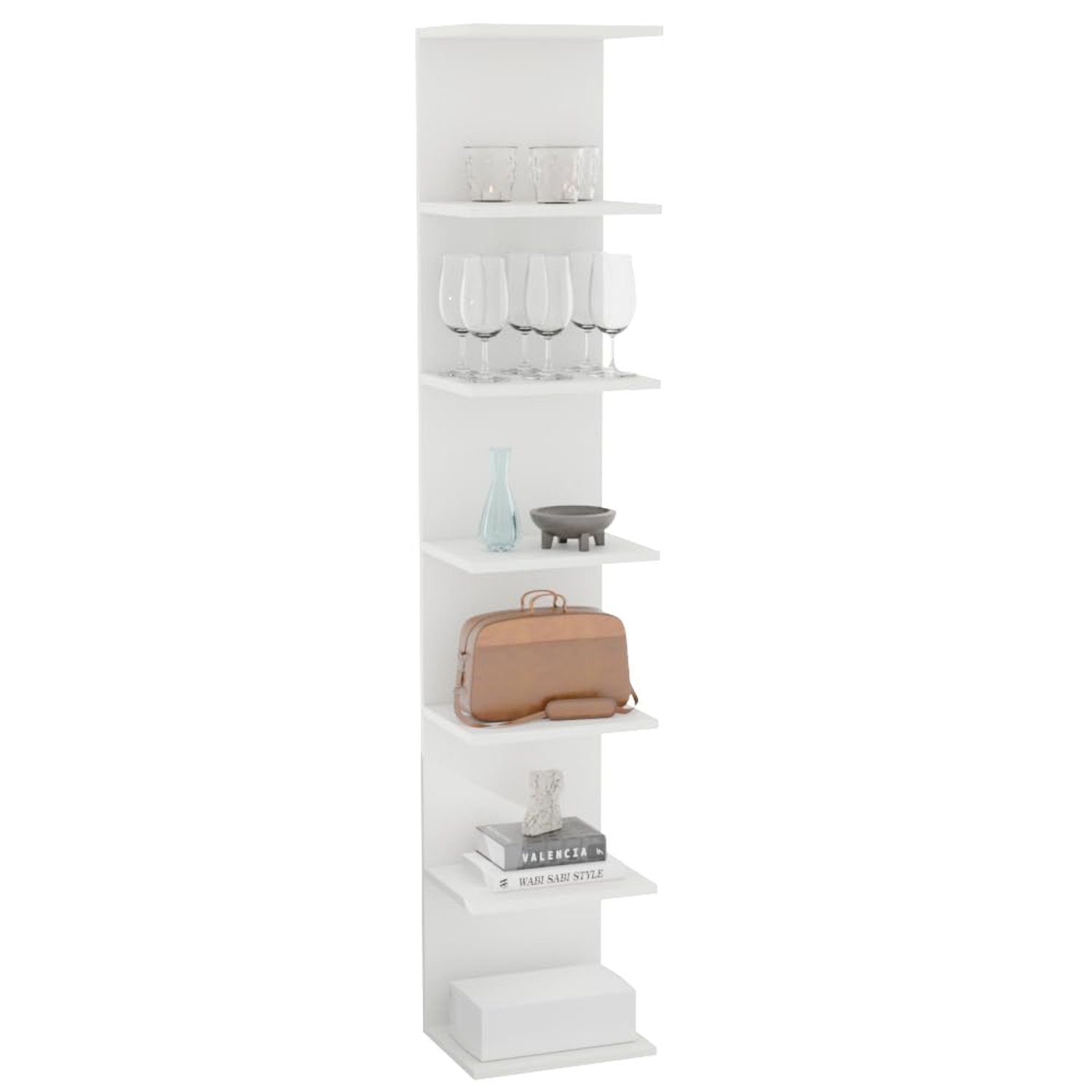 ComfortCove Wall Shelf Bookcase, Wall Mounted Unit, Shelf Units, Floating Shelves, Bookcase, Storage Organizer Shelves for Bedroom, Living Room, Bathroom, Kitchen, Office, 7 shelf, White