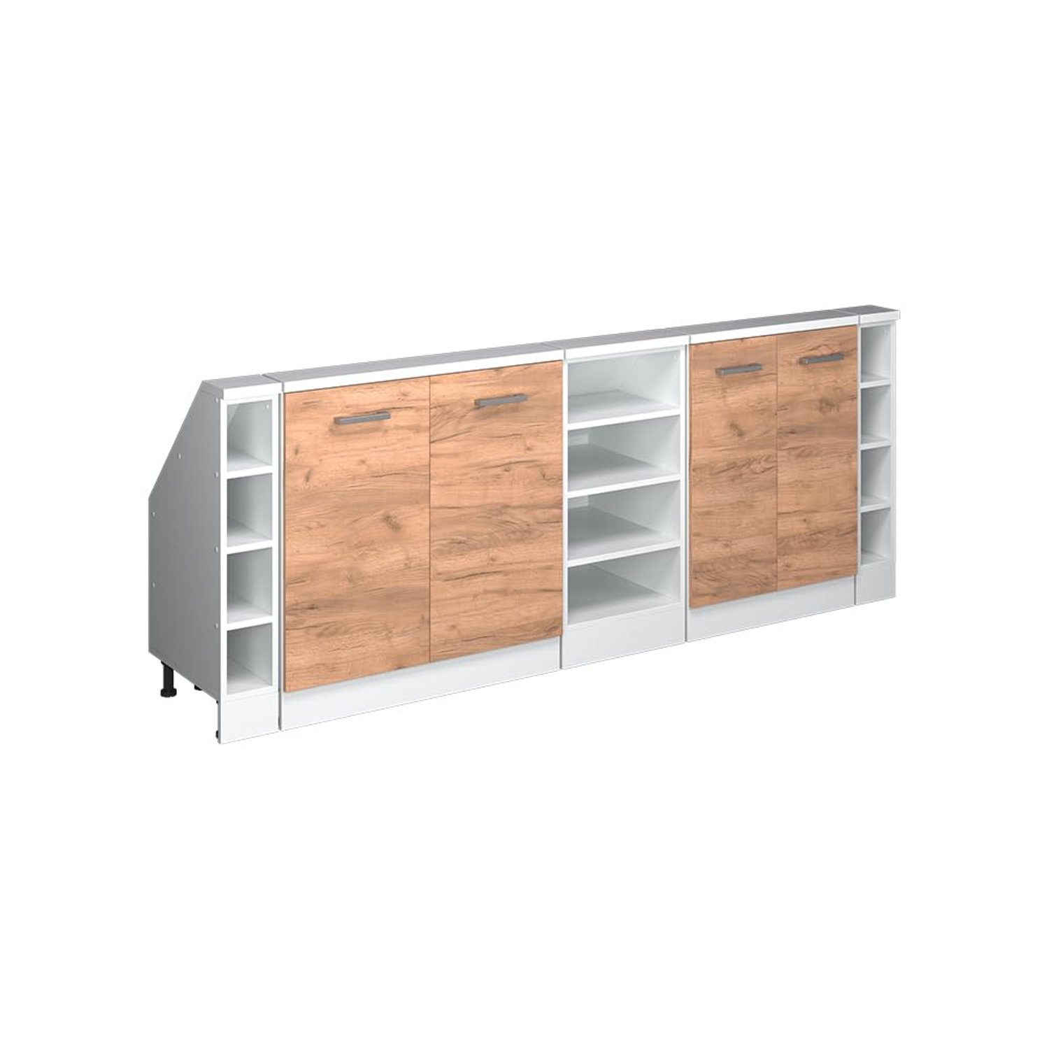 Vicco Wardrobe for sloping ceiling set Rion, Goldkraft oak/White, W210 x D46 cm Set of 5, space-saving for sloped ceilings