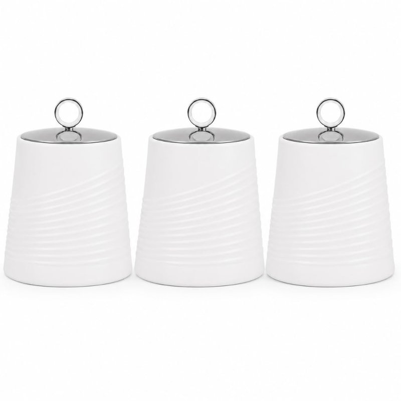 EHC Tea Sugar Coffee Canisters Set, Kitchen Storage Jars with Lids Airtight, Containers Canisters Jars Set of 3, White