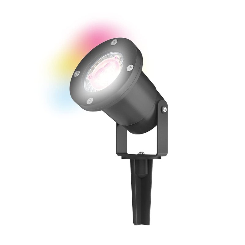 4lite Outdoor Spike Light (Black) IP65 Rated Garden Single Spot Light Supplied with a 2700k - 6500k Smart GU10 Bulb - 4L2/2010-4Yr Guarantee