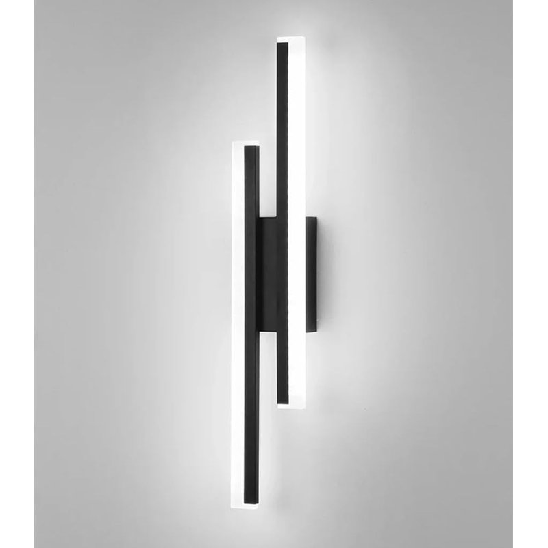 DELIPOP LED Wall Lights Indoor, 16W Black Acrylic Modern Wall Lamp, 6500K Cool White Long Wall Sconce Lights for Living Room Dining Room Bathroom Corridor Hallway