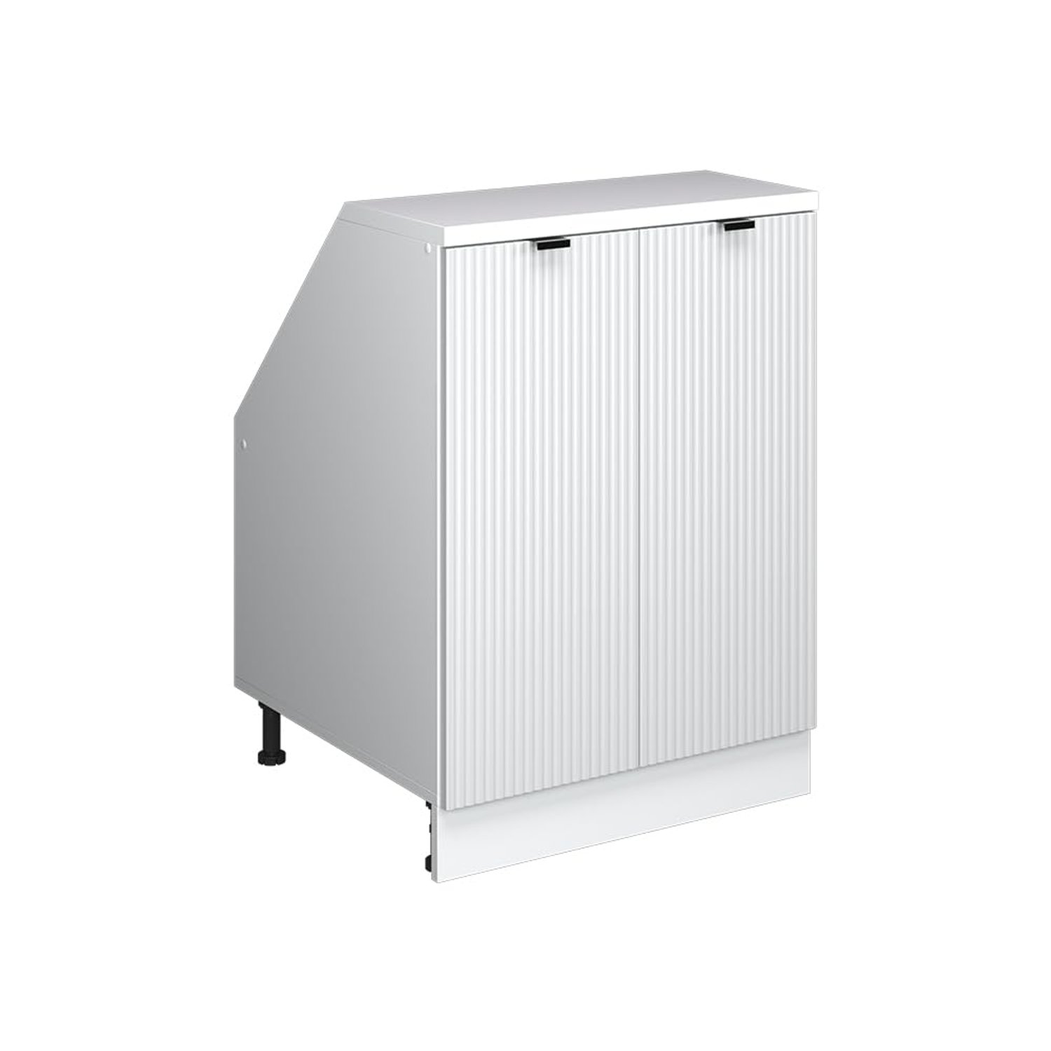 Vicco Wardrobe for sloping ceiling Rion, White corrugated/White, W60 x D60 cm with 2 doors, space-saving for sloped ceilings