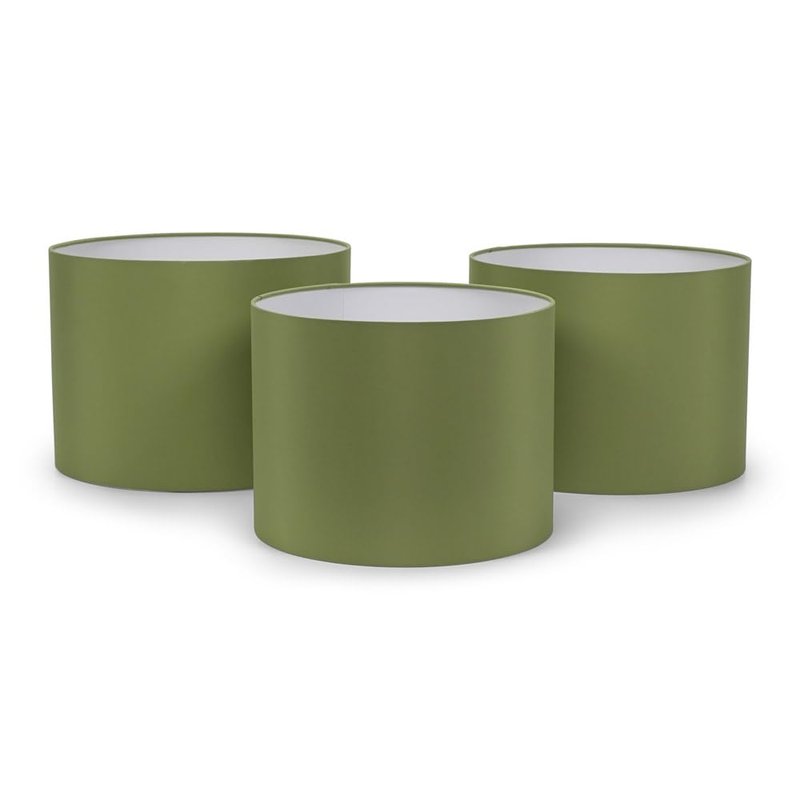 ValueLights | Nesting Fabric Drum Light Shades in Olive Green | Lamp Shades, Home Décor & Improvement Essential | Pack of 3 (S/M/L) | 30cm Shade Width | 30, 28 & 26cm Depth | 22, 21 & 20cm Height