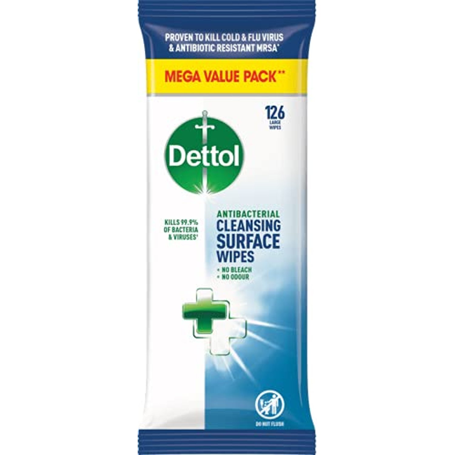 Dettol Antibacterial Cleansing Surface Biodegradable Wipes, Fragrance Free, 756 Wipes (126 x 6pck), Disinfectant, Home Hygiene, Kills 99.9 Percent of bacteria & enveloped viruses