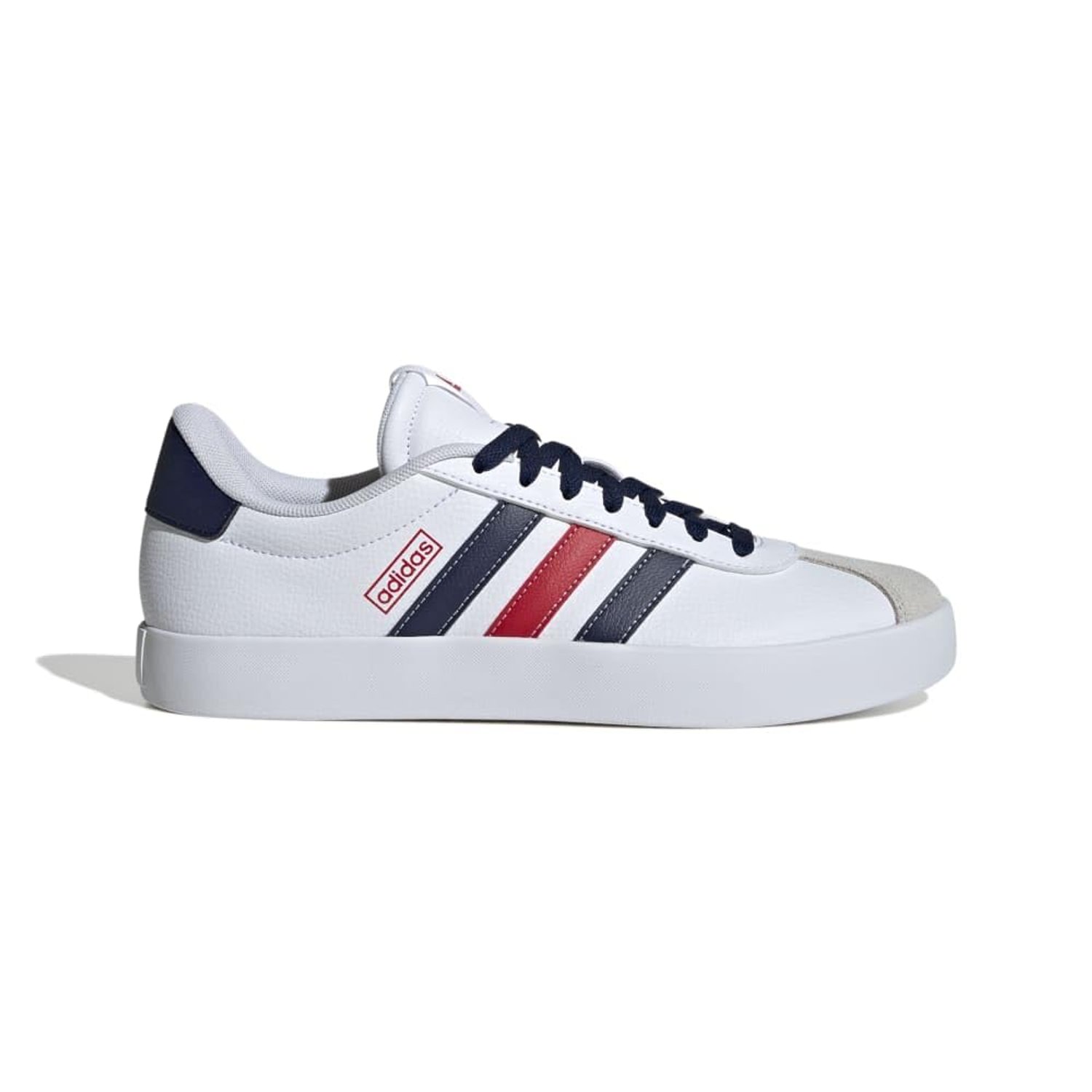 adidas Men's VL Court 3.0 Shoes, Cloud White/Navy Blue/Better Scarlet, 11 UK