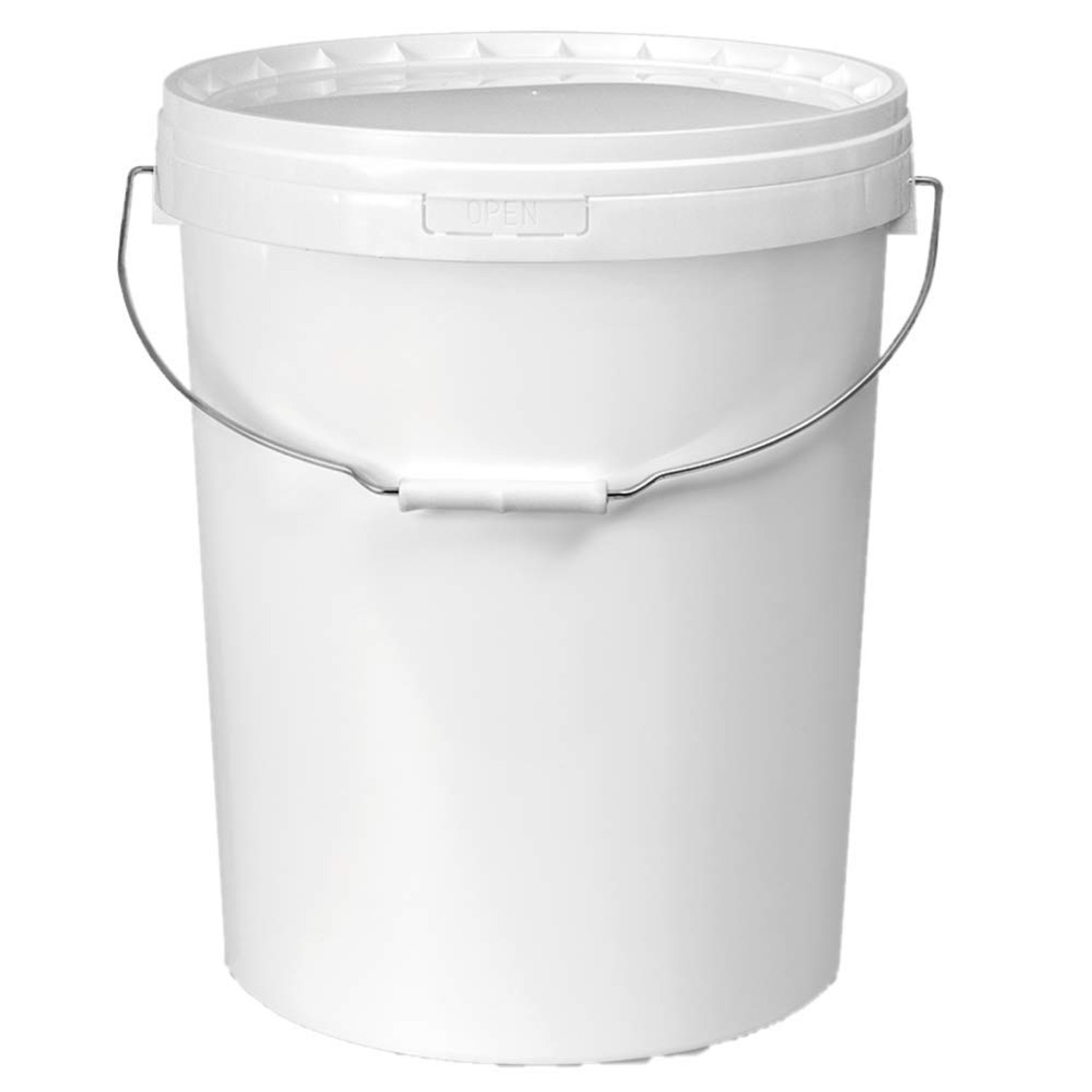 3 X 25 LITRE PLASTIC BUCKETS WITH LID & METAL HANDLE ARM, DURABLE, GLOSSED, HARD WEARING BUCKET