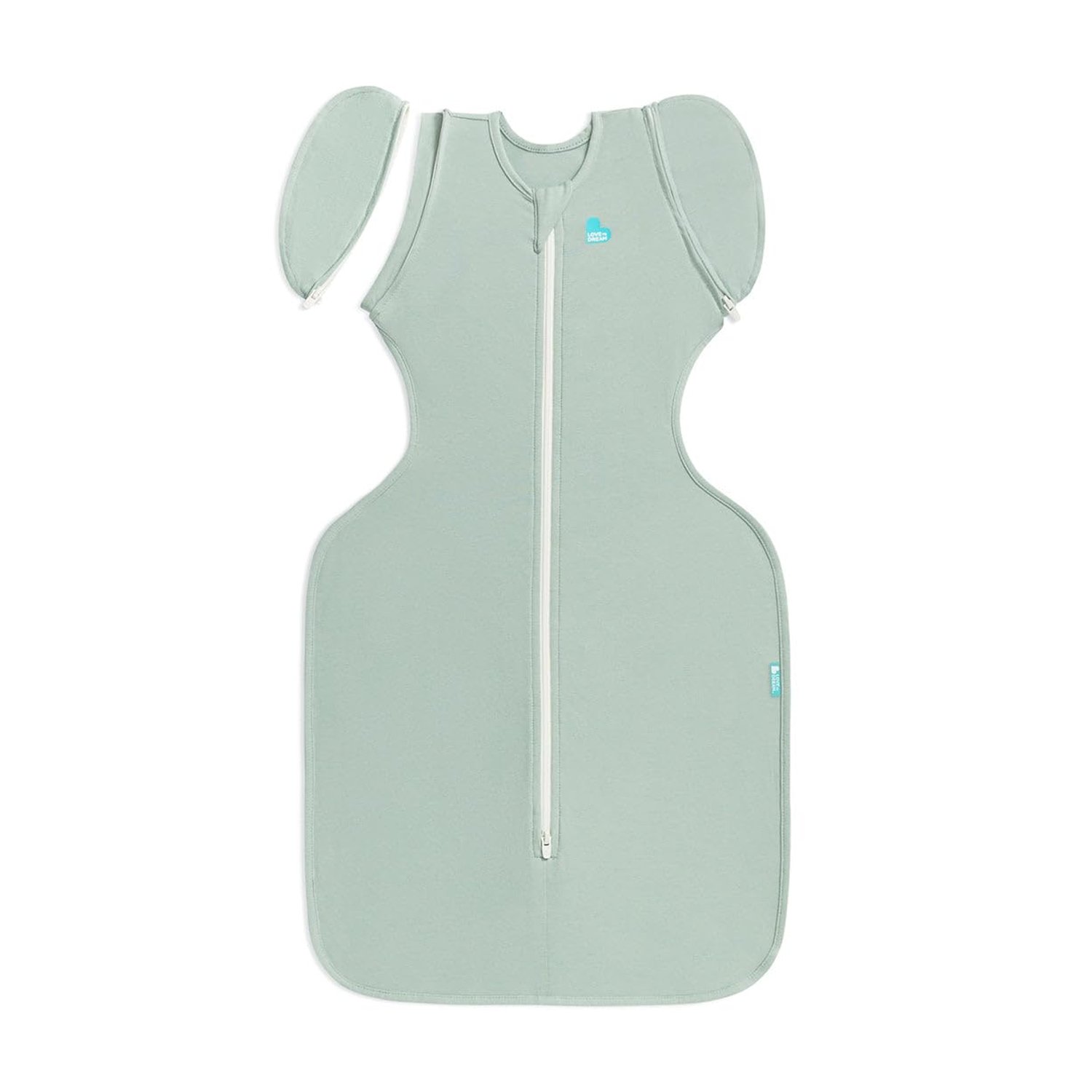 Love To Dream Swaddle Up Transition Bag LITE, Arms Up Position, Light and Ultra Breathable Cotton - Olive, 0.2 TOG - (24-27°C) Ideal for Warm Weather, Olive, Medium, 6–8.5kg