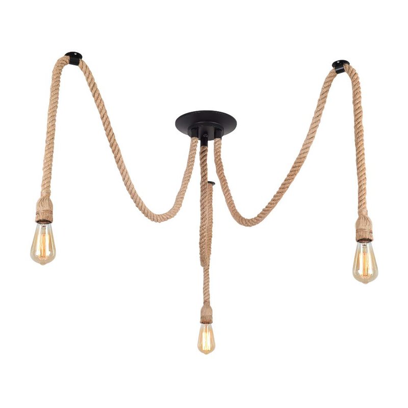 MAXDUYU DIY Hemp Rope Retro Industrial Chandelier,3 Lights Pendant Light Fitting,Retro Ceiling Light E27 Lamp Holder/Living Dining Room Restaurant Pendant Lights/Ceiling Hanging Light Fixture