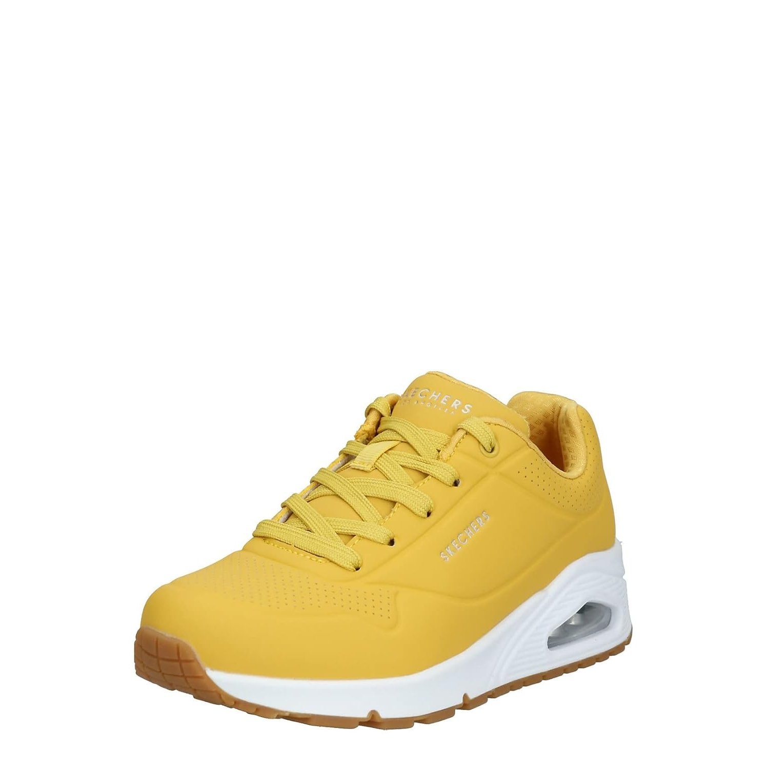 Skechers Women's Uno Stand On Air Trainers, Yellow Durabuck White Midsole, 3.5 UK