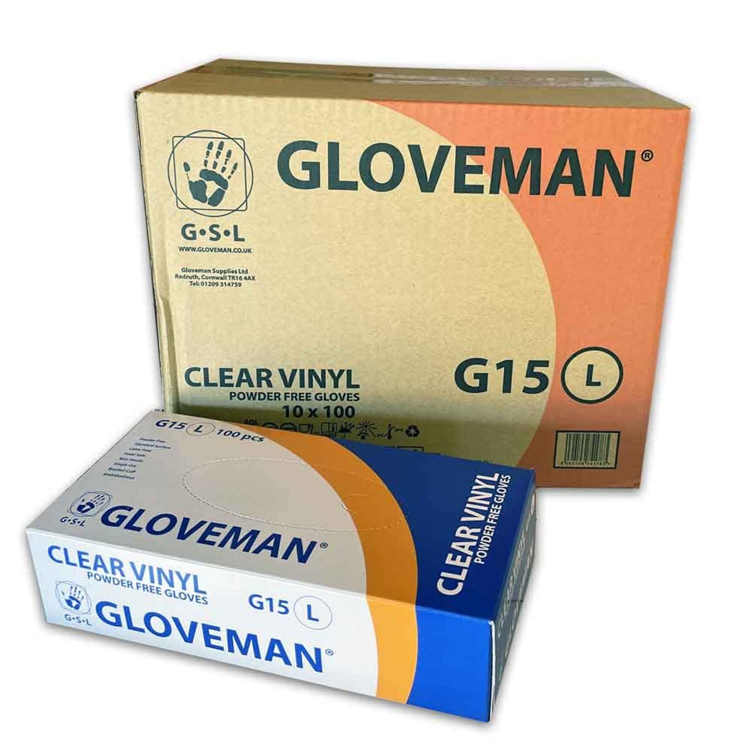 Vinyl Gloves - Powder Free, Non Latex and Clear, 1 Case (10 Boxes of 100 Gloves, 1,000 Total) (Large)