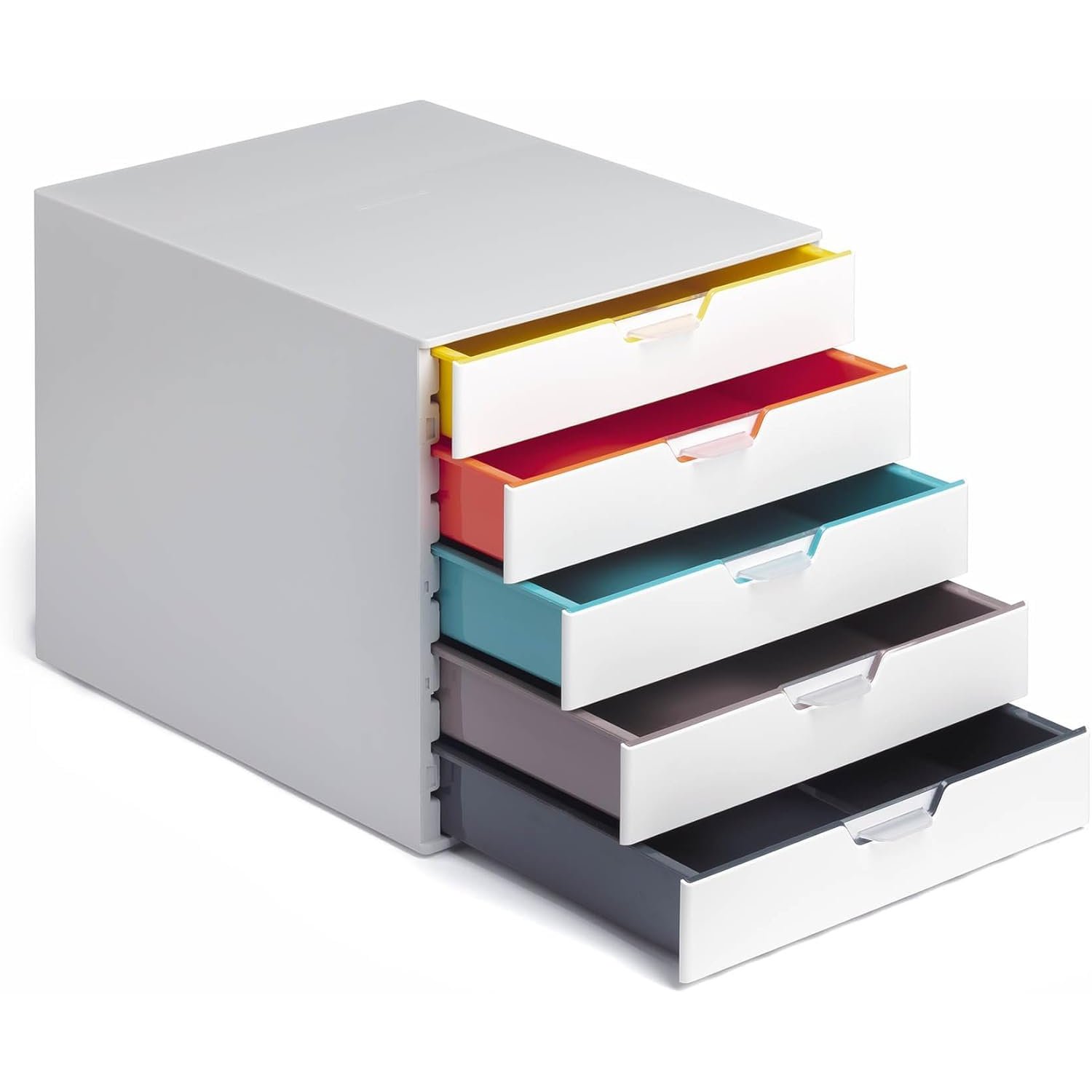 Durable VARICOLOR MIX 5 Drawer Unit - Desktop Drawer Set with 5 Colour Coded Draws - Box Files for Paper Storage