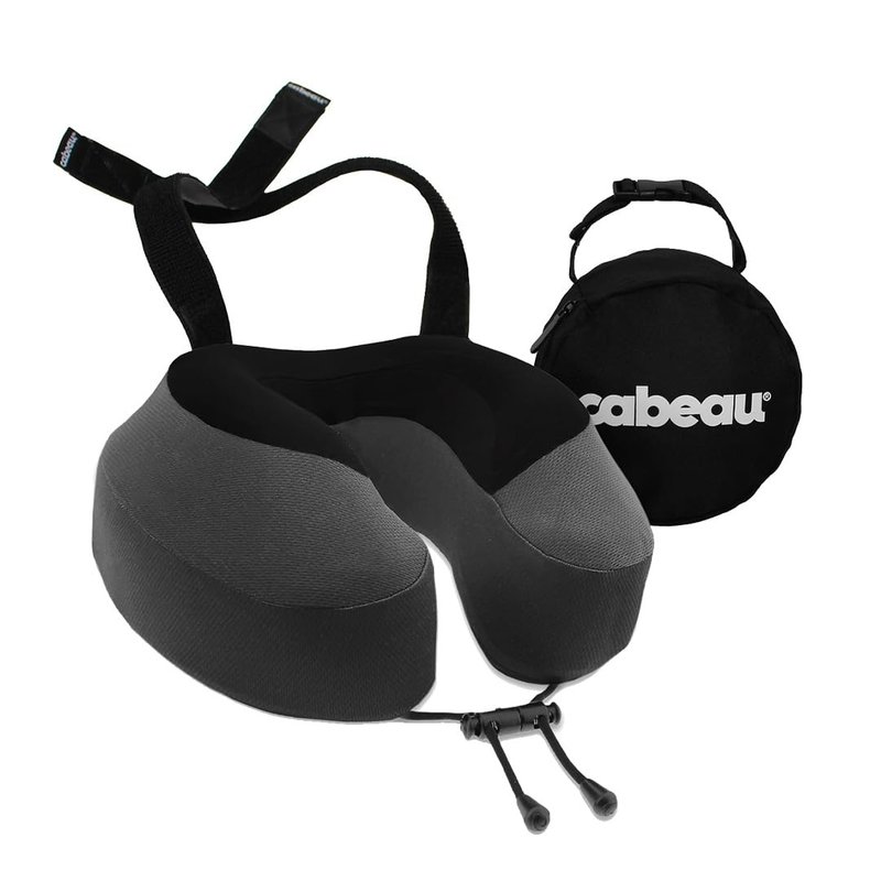 Cabeau Airplane Travel Pillow for Long Flights - Evolution S3 - Supportive Memory Foam with Seat Straps to Secure Your Head and Neck and Provides 360° Support (Steel Grey)