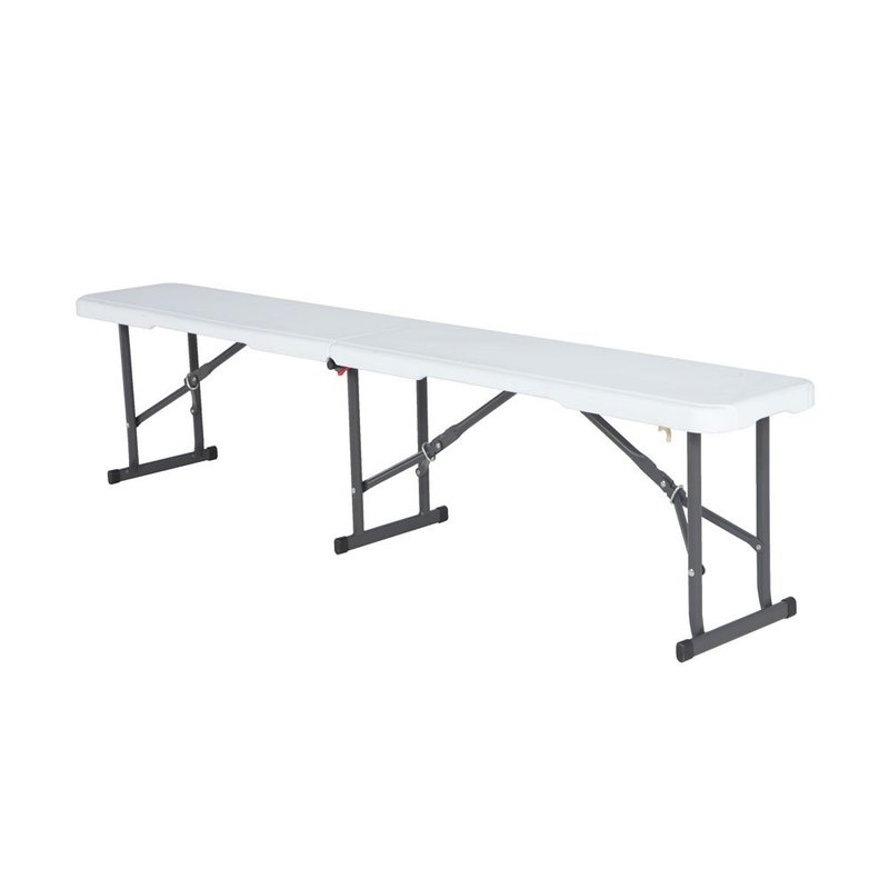 LIFETIME Folding Bench, White, 183 x 29 x 42 cm, Bench Made of HDPE & Steel, Foldable & Portable, UV-Resistant & Weatherproof, 360 kg Load Capacity, for Garden, Camping, Event & Patio
