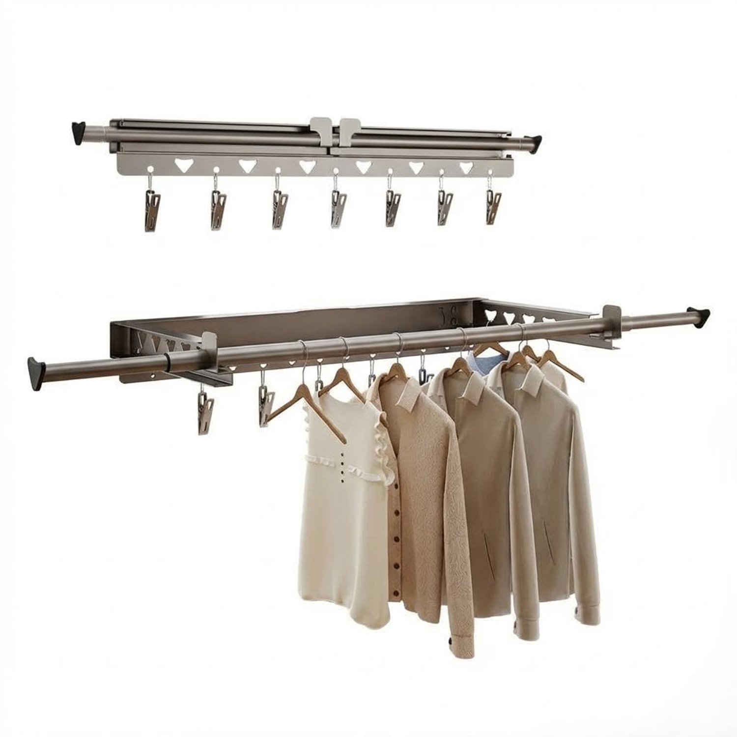 Invisible Balcony Laundry Hanger, Concealed Foldable Garment Drying Rack, Wall Mounted Retractable Clothes Airer, Lightweight Durable Household Drying Accessory for Indoor Living Space Wet Garment Arr