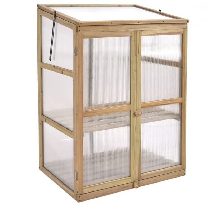 Neo Mini Wooden Greenhouse Cold Frame Garden Flower Vegetable Planting Box Growhouse (Growhouse 3 - Wood)