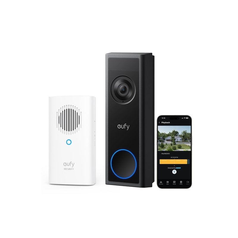 eufy Security Video Doorbell Camera Wireless C31 with Chime, 2K FHD, Dual Power Options, Live Video Call, Easy Installation, Quick-Release Battery, 24/7 Recording, No Monthly Fee