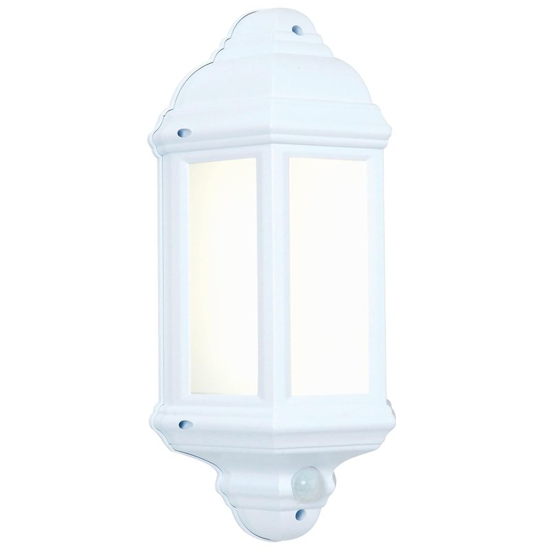 National Lighting HALBURY LED Outdoor 7W Outdoor Garden LED White Half Wall Lantern PIR Motion Sensor Presence Detector IP44 Rated