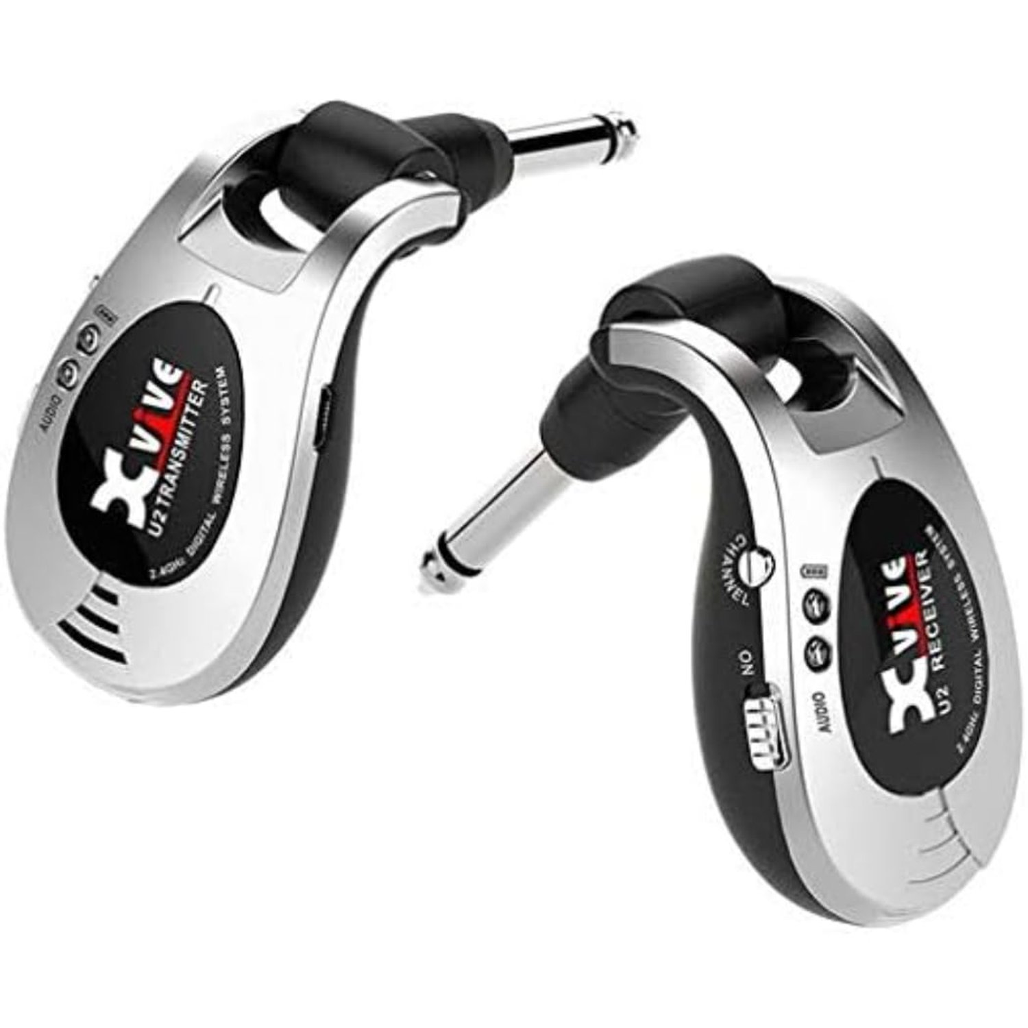 Xvive U2 Wireless Guitar System Silver 2.4GHz Transmitter and Receiver for Electric Guitar, Bass, Violin, Keyboard