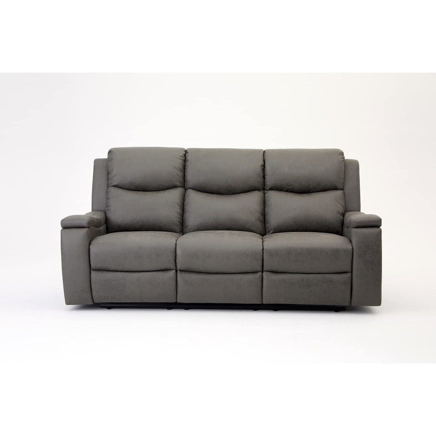 Home Detail Recliner Sofa Suite 3+2+1 Armchair Set Manual Recliner Grey PU Faux Leather Sofa Settee (3 Seater)