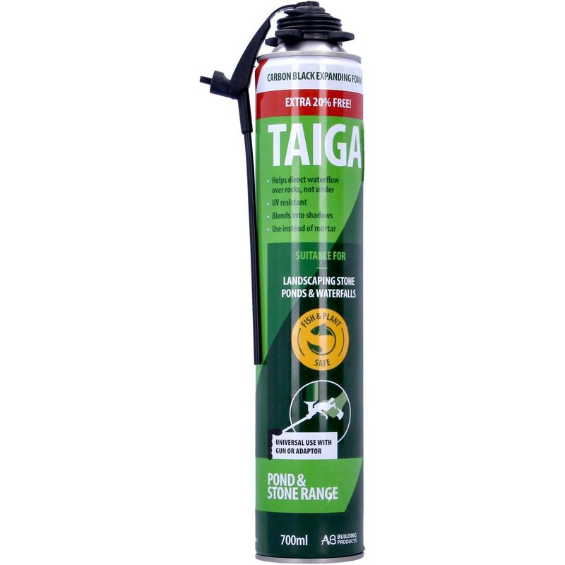 Taiga Landscape Carbon Black Expanding Foam PU | Landscape - Pond - Waterfall 700ml - Applicator + Gloves Included - Multi Use