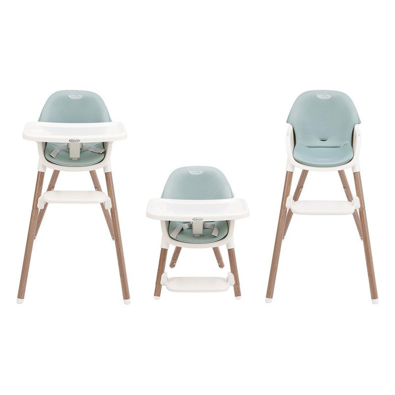 Graco Presti 3-in-1 Highchair (6 Months to Approx. 27.3kg/6 Years), Lightweight at 4.75kg, Compact fold, Easily Portable, 3 Different Modes for Longevity, Duck Egg Fashion