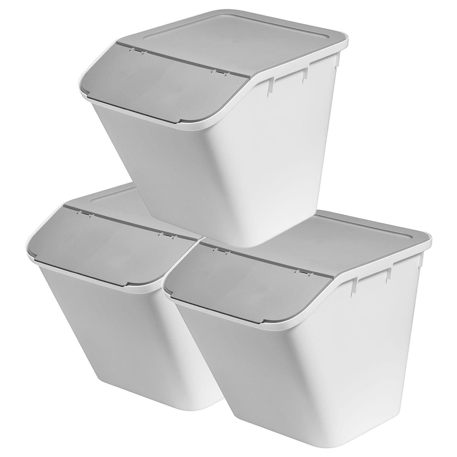 SmartStore Collect Stack-It - 37L Medium (3 Pack) With Lids | Plastic Stackable Recycling Bins For Kitchen, Office & Home | Multi-Purpose Sorting Bin & More