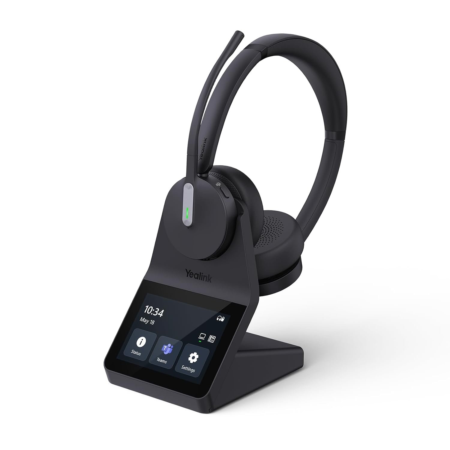 Yealink WH64 Pro DECT& Bluetooth Wireless Headset, Teams UC Zoom Dual Ear Headphones,3.5" Touchscreen,606 ft Range,3X Noise Cancelling Mic,32H Calls,Office Work Headsets for DeskPhone,Laptop,Mobile