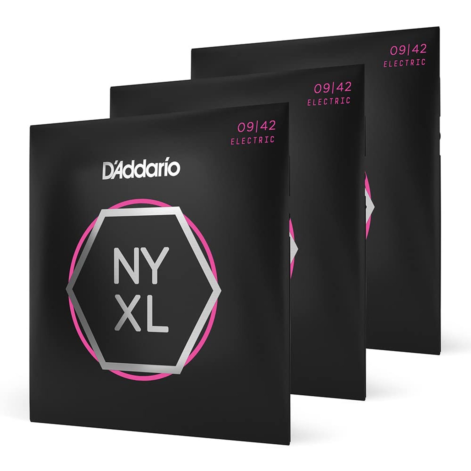 D'Addario Electric Guitar Strings, NYXL Nickel Plated, NYXL0942-3P, Super Light 09-42, 6-String Set, Pack of 3