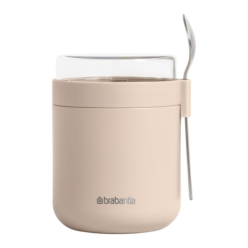Brabantia Insulated Food Jar 500ml with Double Wall Construction and Topping Compartment, Suitable for Soup, Yoghurt or Meals on the Go