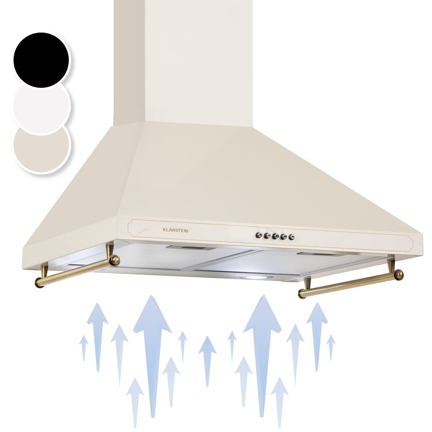 Klarstein Victoria 60cm Angled Extractor Fan for Kitchens - Cooker Hood w/Dishwasher Safe Aluminium Grease Filter, Quiet 630m³/h Airflow, LED Lighting, Wall Mounted Extractor Hood