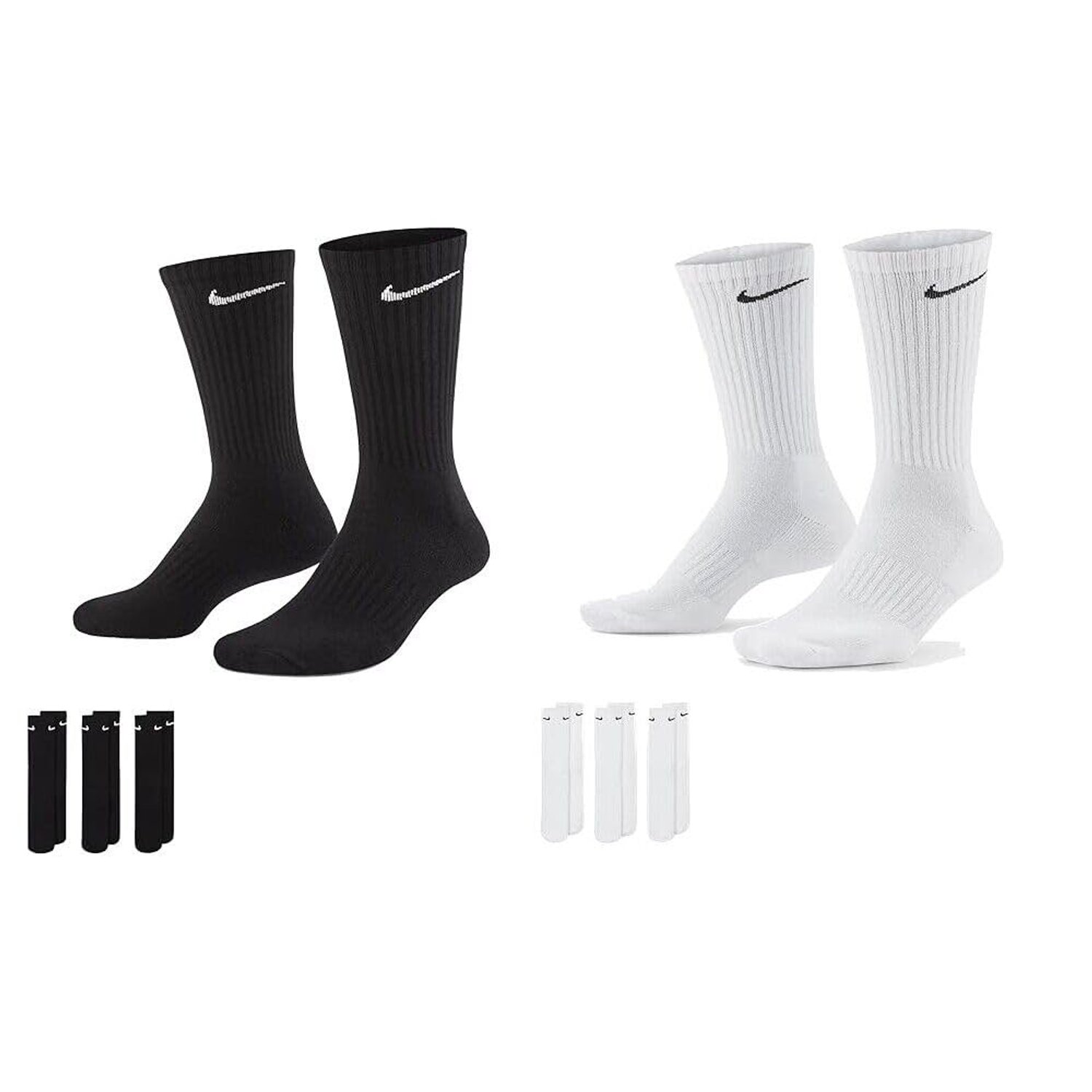 Nike Men's Everyday Cushioned Crew Training Socks (6 Pairs), black, XL