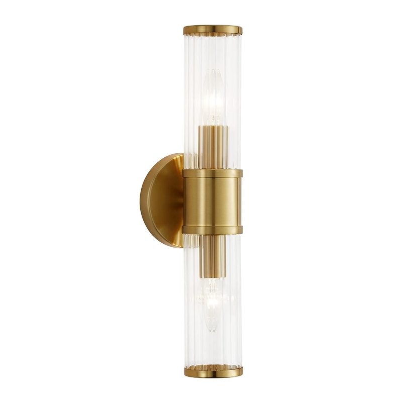 Epinl Vintage Wall Sconces Lighting, 2-Lights Wall Sconce Rustic Wall Light Fixture Indoor Gold Wall Lamp with Glass Lampshade and E14 Bulb Socket , Wall-Mounted Lamps for Bathroom Bedside Porch.