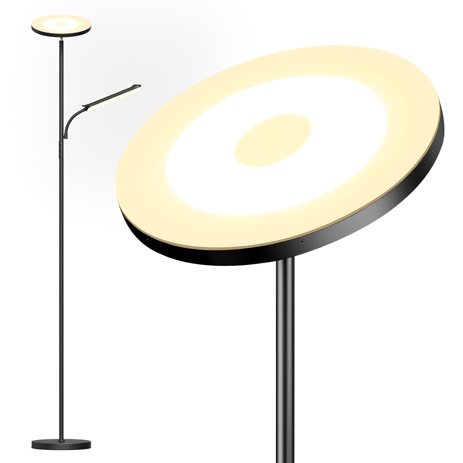 LUCKEA 42W LED Uplighter Floor Lamp Living Room - 2700K-6500K Color Temperature, with Remote Control & Touch Control