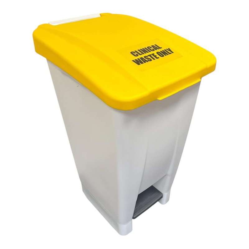 Chabrias Ltd 60 Litre Yellow Clinical Waste Bin With Pedal, Indoor Recycling Bin Container with Lid, Wheels & Handle, Heavy-Duty Plastic Recycling Solution for Home, Office, School, Commercial Use