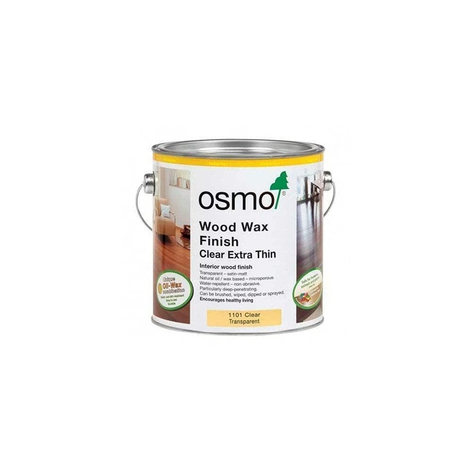 Osmo Wood Wax Finish 1101, Extra Thin Clear Satin, 750ml - Durable Furniture Wax for Ingredient-Rich Hardwoods, Water-Resistant, Wood Treatments - Ideal for Teak, Walnut & More