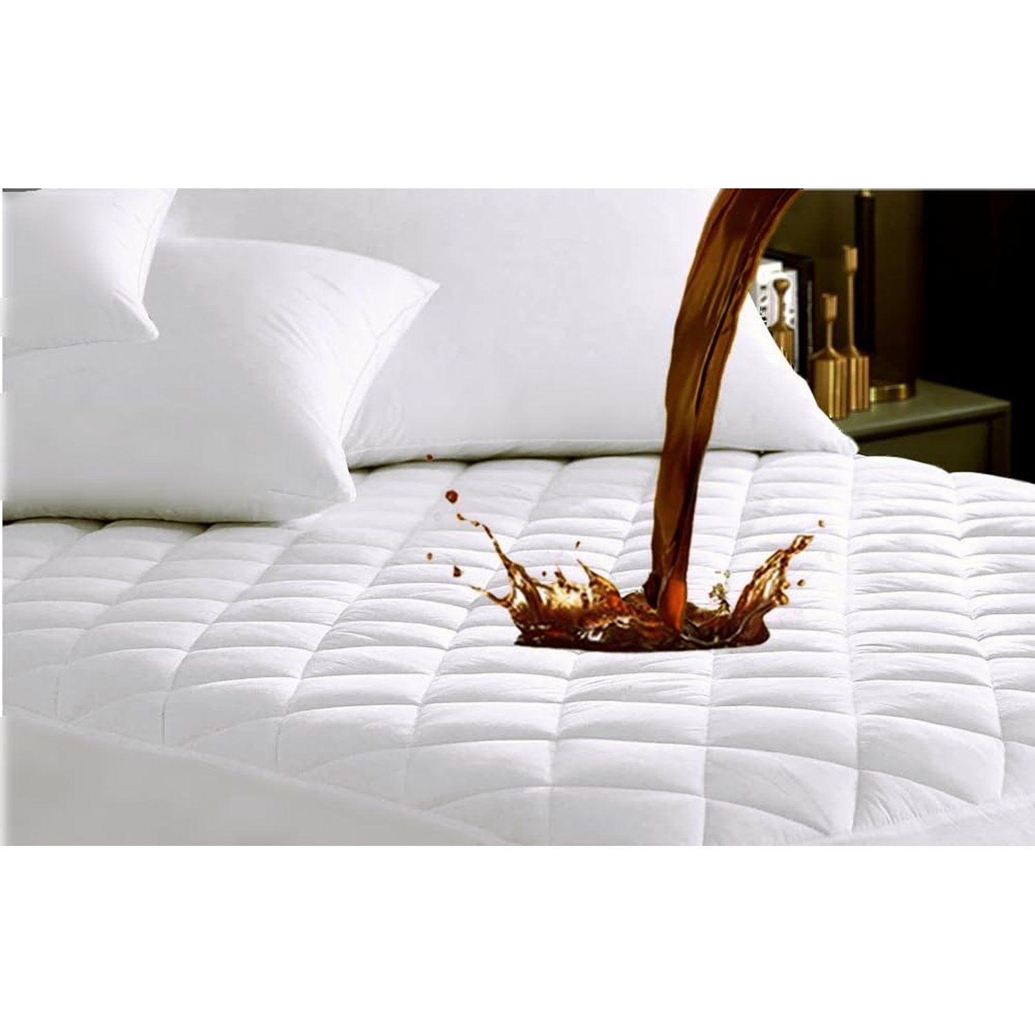 PLANETOID Quilted Waterproof Mattress Protector King Size with Extra Deep Fitted Sheet protects against Anti Allergy perfect Breathable Mattress bed Protectors & Toppers Pad Cover (152 x 200 + 40cm)