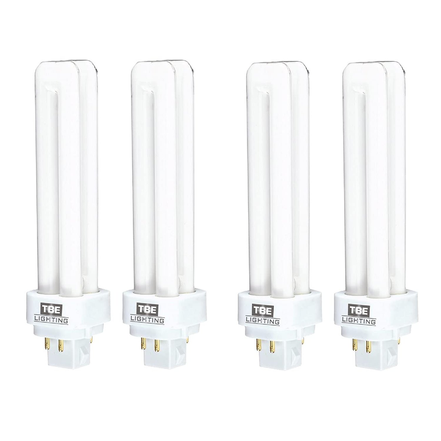 TBE LIGHTING 18w G24Q-2 4-Pin CFL Lamp - Pack of 4 Units - Cool White 4000K, 1250 Lumen/Double Turn CFL Compact Fluorescent Light