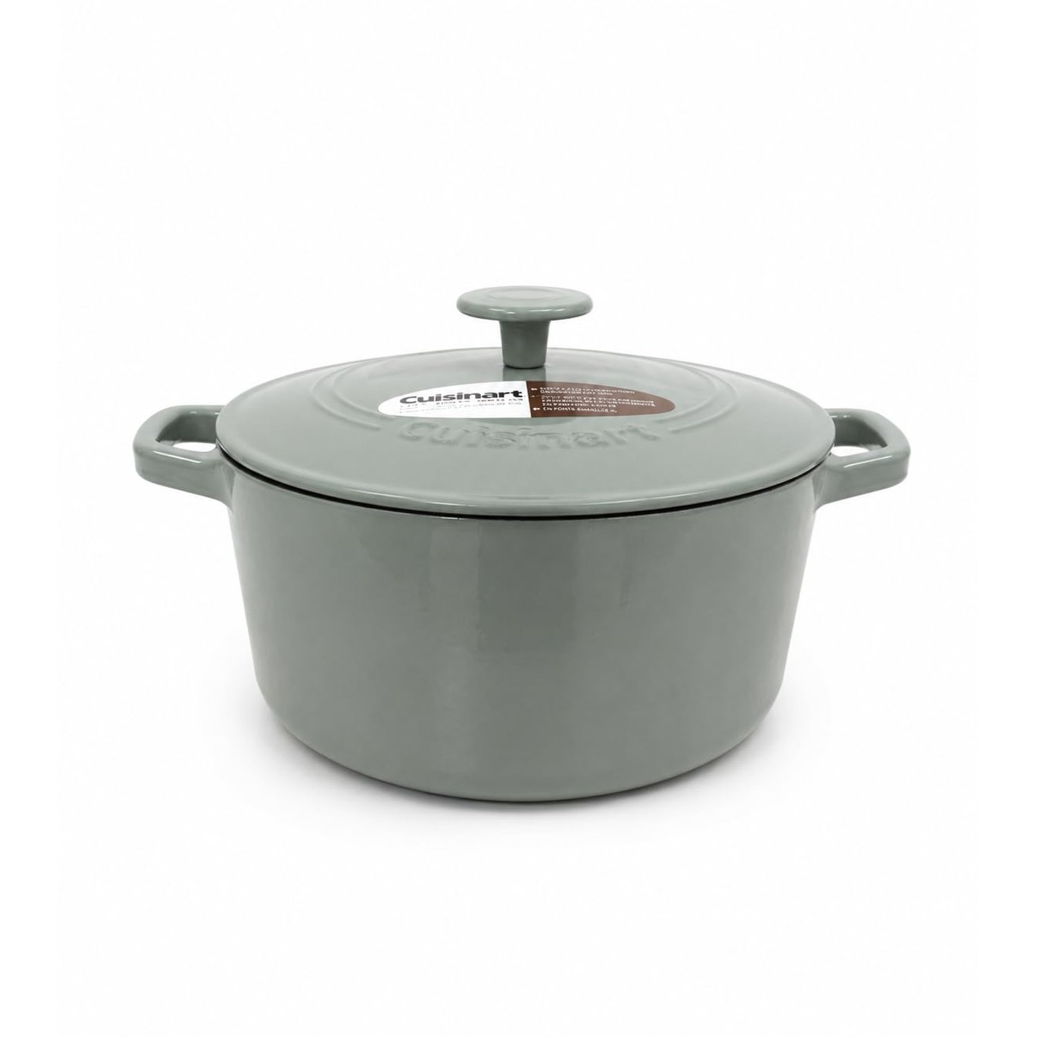 Cuisinart Chef's Classic Enameled Cast Iron Dutch Oven with Lid, Porcelain Enameled Interior, Oven Safe, Induction Compatible, 5-Quart, Round, Gray/Sage