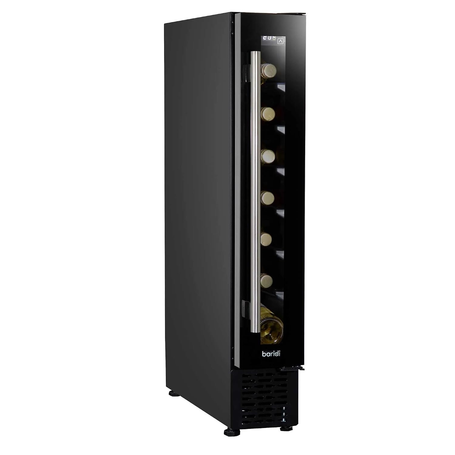 Dellonda Baridi 7 Bottle Extra-Slim Undercounter Wine Fridge with Digital Touch Screen Controls & LED Light, Black - DH76