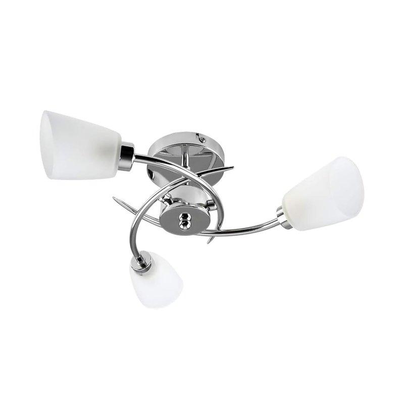 MiniSun | Modern 3 Way Spiral Polished Chrome Ceiling Light Fitting with Frosted Glass Shades | Pendant Lights, Home Décor & Improvement Essential | Mains Wired