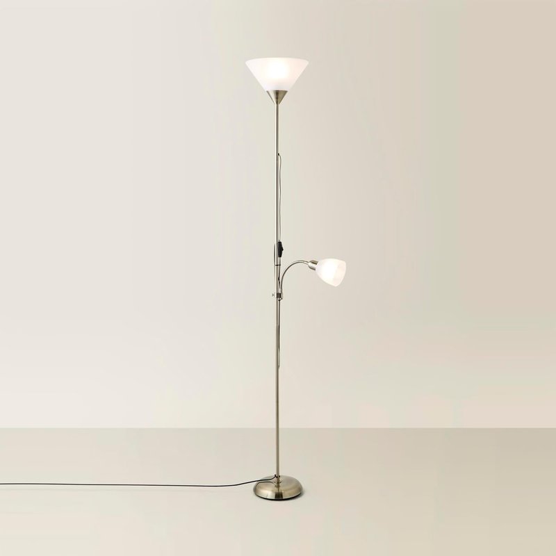 MiniSun | Modern Brass 2 Way Mother/Father and Child Floor Lamp | Floor Lamps & Torchieres, Home Décor & Improvement Essential | Includes LED Bulbs