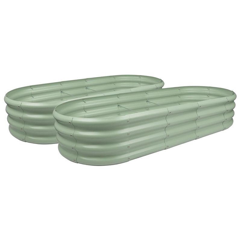 Harbour Housewares Raised Garden Bed - Green - 180 x 90cm - Rounded - Pack of 2 - Bottomless Galvanised Steel Planter Box for Growing Outdoor Plants, Vegetables, Flowers and Herbs