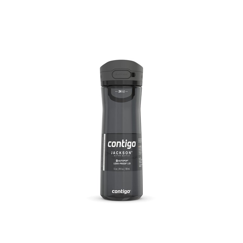 Contigo Jackson 2.0 Tritan Water Bottle with Leak-Proof AUTOPOP Locking Lid, BPA-Free Plastic, Dishwasher Safe, Licorice, 24 oz (709 mL)