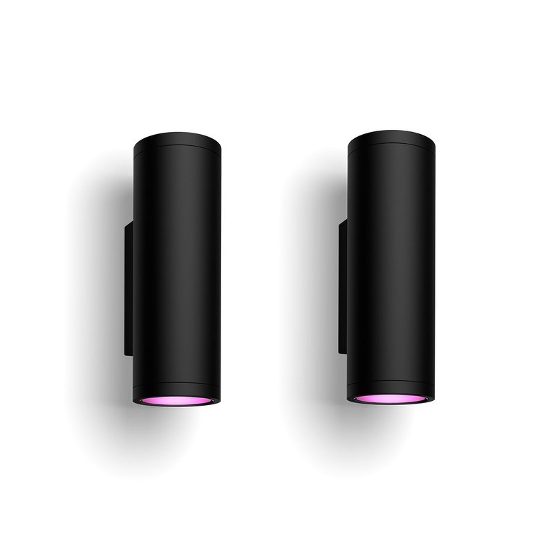 Philips Hue White & Color Ambiance Appear Outdoor wall Light (1,180 lm), 2-Pack, dimmable wall Light for the Hue Lighting System with 16 Million Colours, smart Light Control via Voice or app, Black