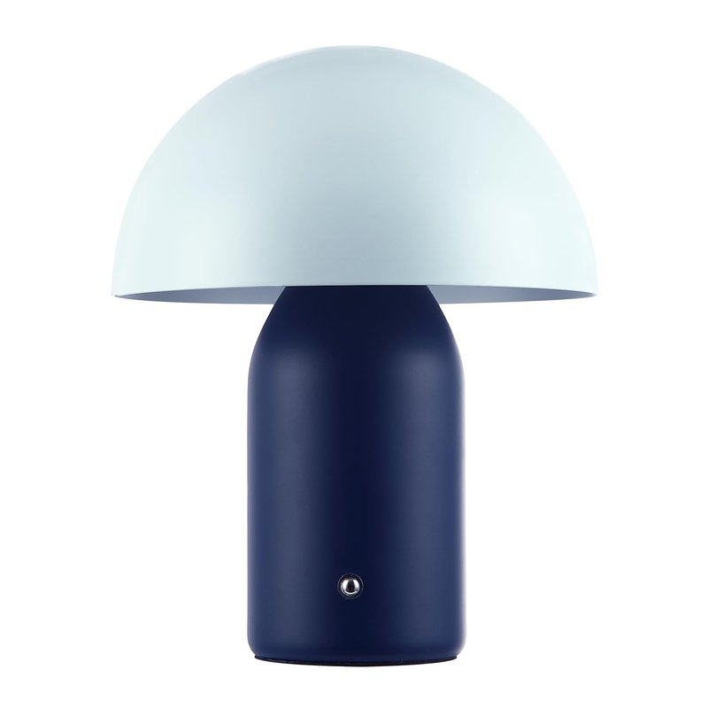 Happy Homewares Modern Rechargeable Mushroom Table Lamp in Navy Midnight and Nova Blue - USB-C Cable Included | 3-Step Touch Dimmer | 3600mAh Power | 3w 3000k LED