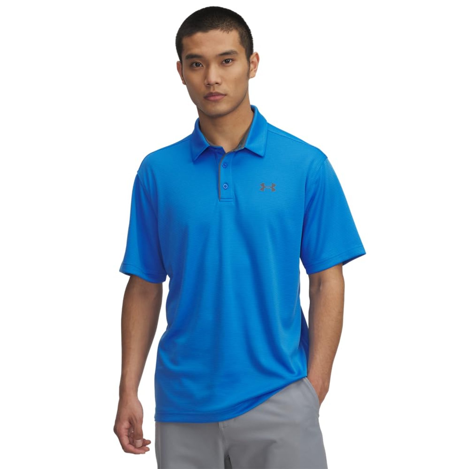 Under Armour Men's Tech Polo, Lightweight, Fast-Drying and Breathable Men's Top, Casual Polo Shirt with 3-Button Placket and Collar,Blue Atlantis / / Pitch Gray,LG