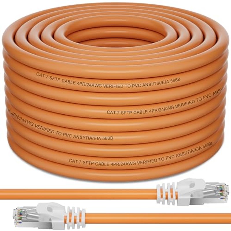 Soibke Cat 7 Ethernet Cable 20m, High Speed Internet Cable 10Gbps 600MHz RJ45 Gigabit Shielded S/FTP 24AWG LAN Network for Router Modem