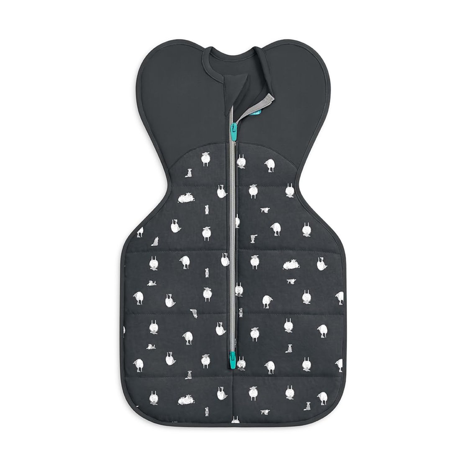 Love To Dream™ Swaddle UP™, Newborn 2.2-3.8kg - Lamb's Best Friend Charcoal | Snug Fit, Supports Healthy Sleep | 2.5 TOG Ideal for Winter & Autumn (16–20°C) | Organic Cotton & Wool, Machine Washable