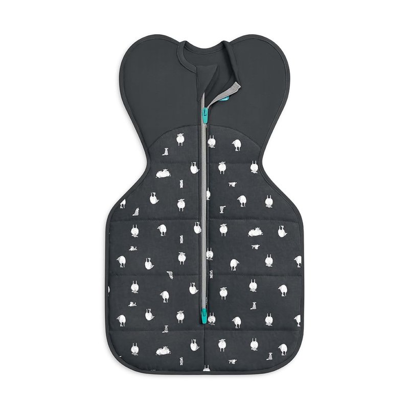 Love To Dream™ Swaddle UP™, Newborn 2.2-3.8kg - Lamb's Best Friend Charcoal | Snug Fit, Supports Healthy Sleep | 2.5 TOG Ideal for Winter & Autumn (16–20°C) | Organic Cotton & Wool, Machine Washable